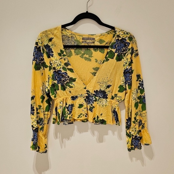 Urban Outfitters Yellow Floral Top M - Picture 2 of 6